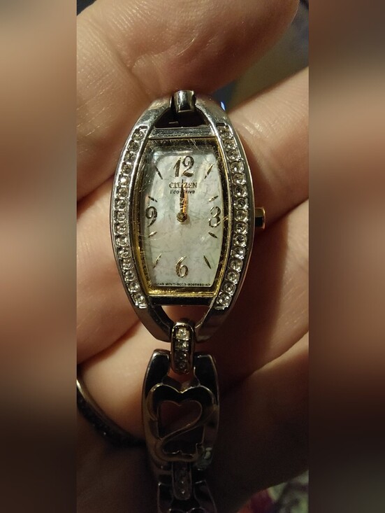 Vintage Jane seymour Open Hearts Silver And Gold Diamond Watch Women\'s.